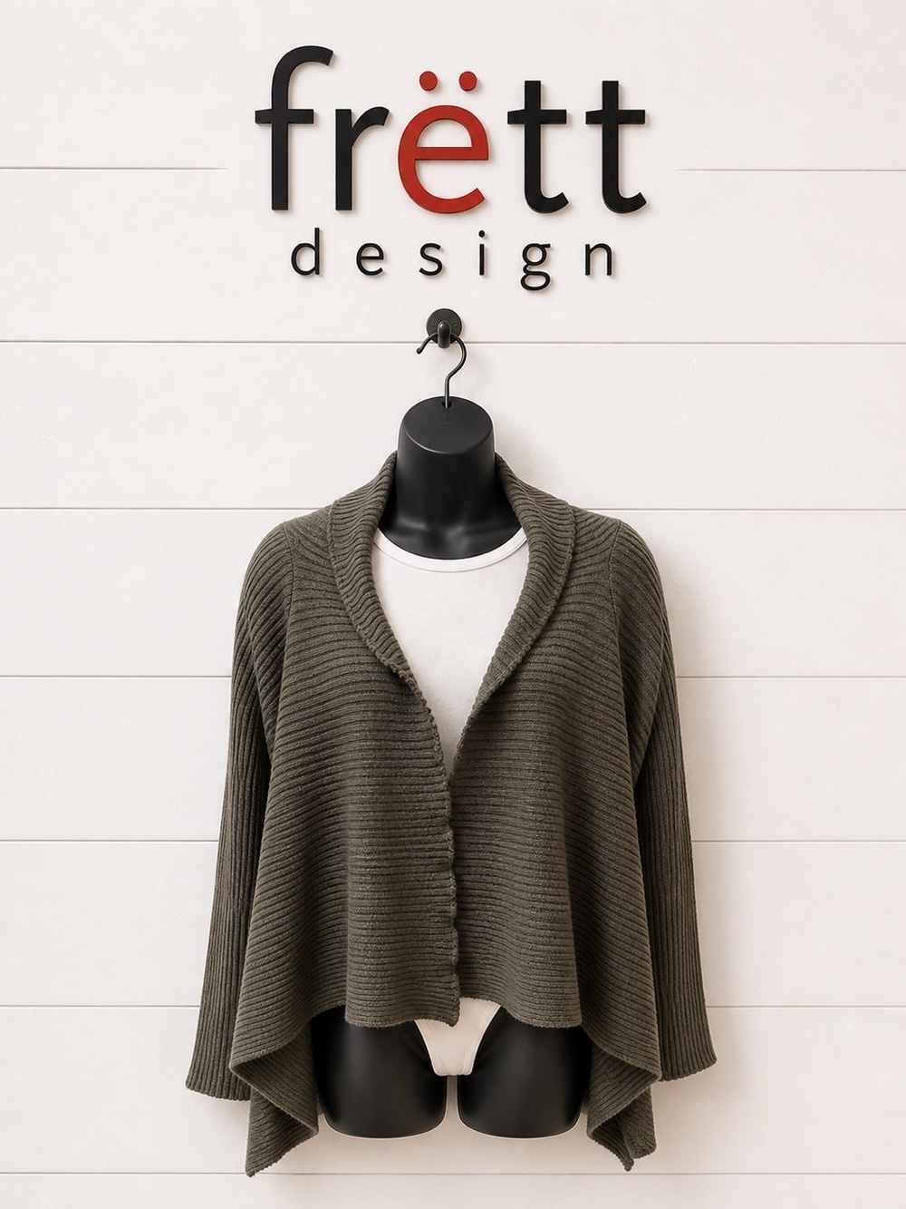 FRËTT Olive Brown Ribbed Open Cardigan – Estimated L/XL